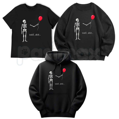 Funny Skeleton Balloon Shirt – Cute Spooky Skeleton Hoodie & Dark Humor Gift Sweatshirt-Pasimax
