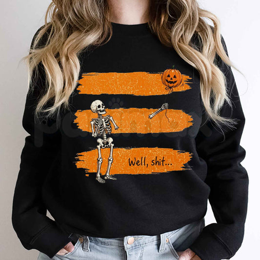 Funny Skeleton Lost Balloon Sweatshirt | Relatable Spooky Graphic Crewneck-Pasimax