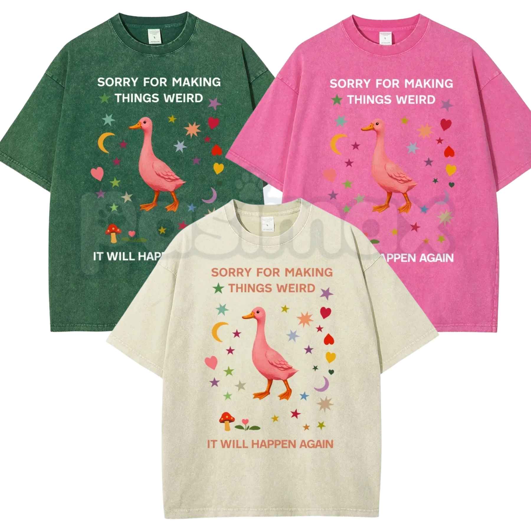 Funny "Sorry For Making Things Weird" Duck Meme T-Shirt – Retro Socially Awkward Humor Graphic Tee, Vintage Acid Washed Lightweight Cotton Unisex Top-Pasimax