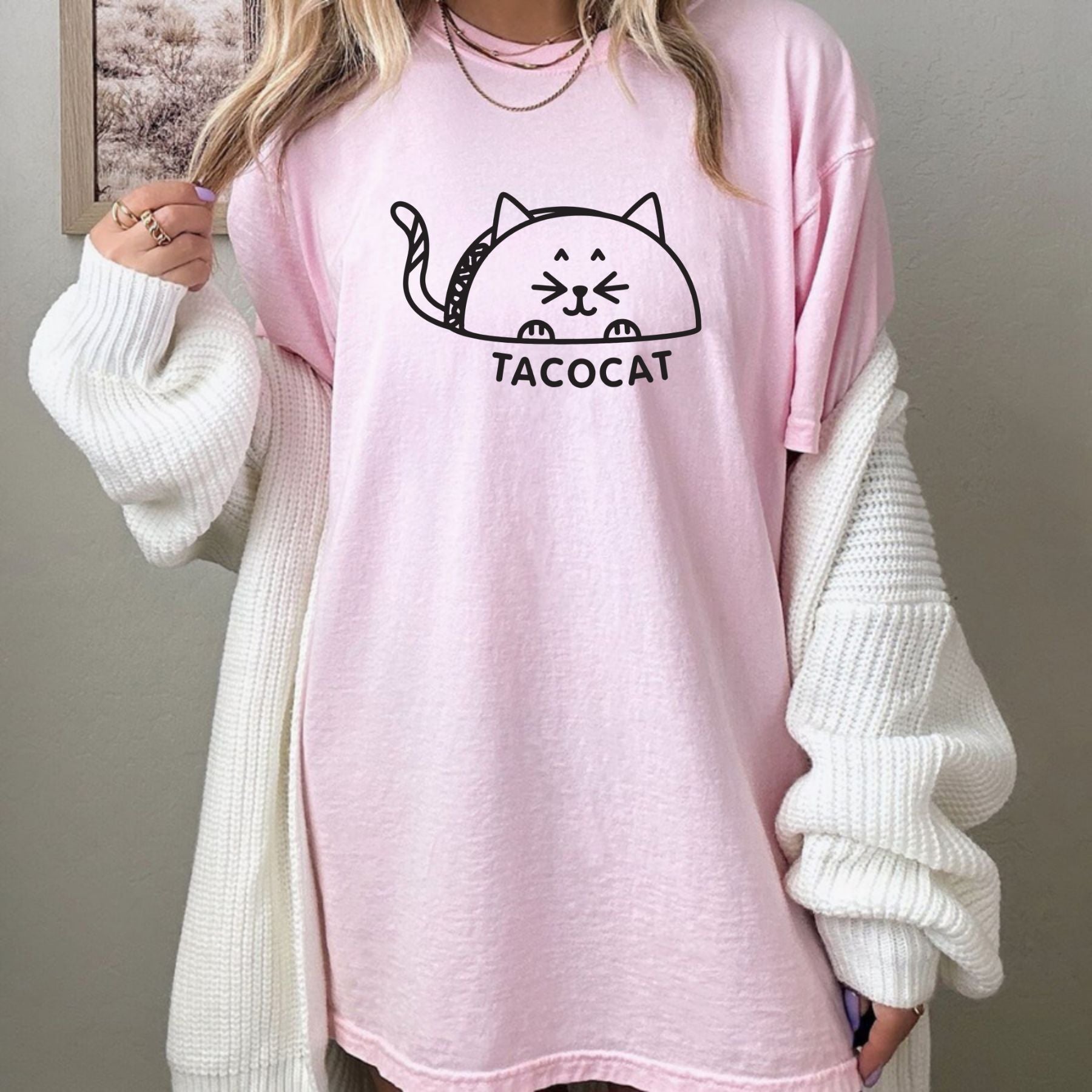 Funny Tacocat Tee - Cute Palindrome Cat Taco Shirt, Apparel for Food & Cat Lovers-Pasimax