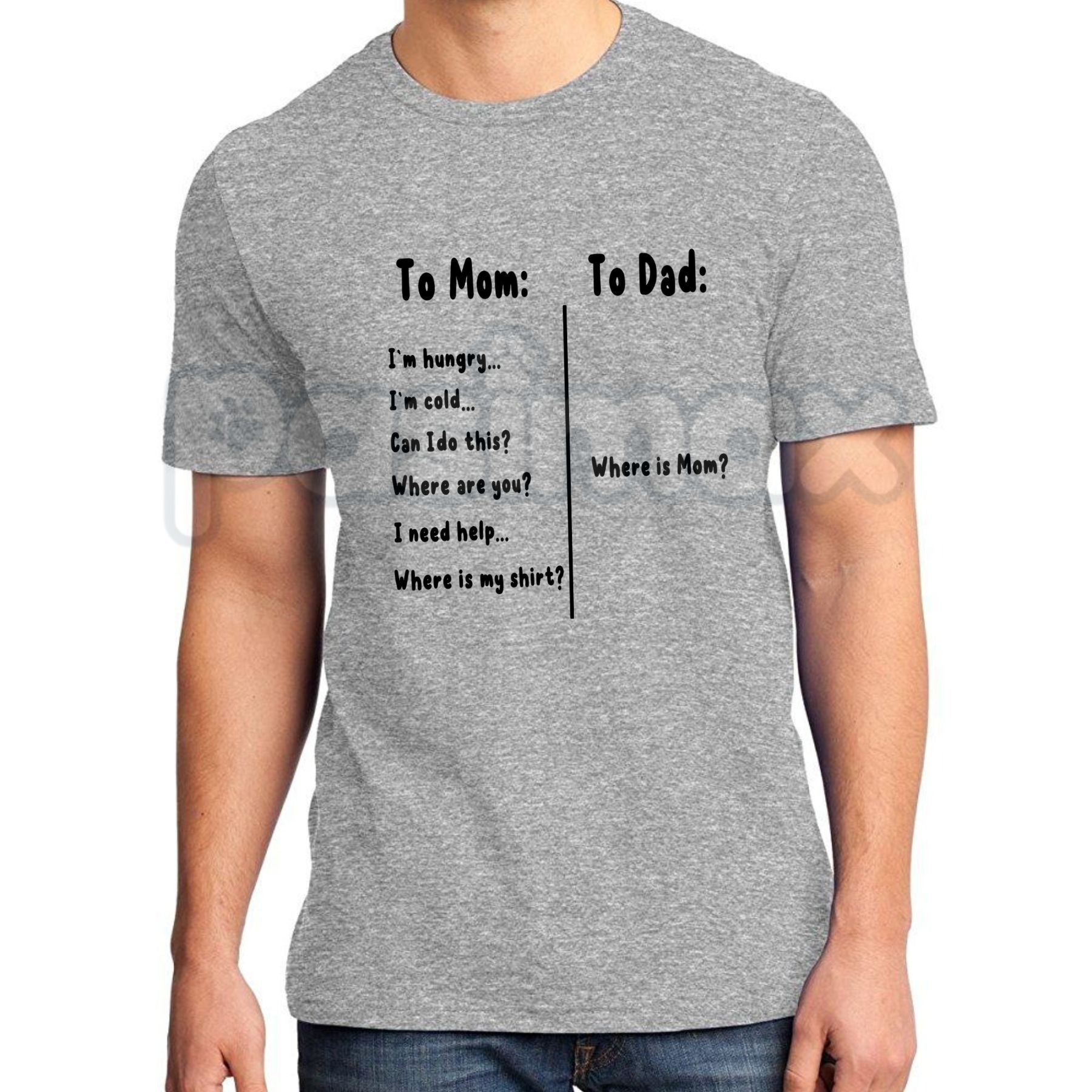 Funny "To Mom I'm Hungry To Dad Where Is Mom" T-Shirt – Sarcastic Family Rules Novelty Quote Graphic Tee-Pasimax