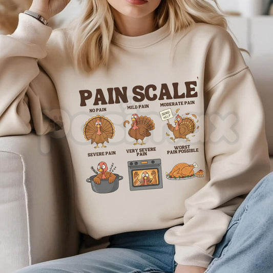 Funny Turkey Pain Scale Sweatshirt | Thanksgiving Nurse Graphic Crewneck-Pasimax