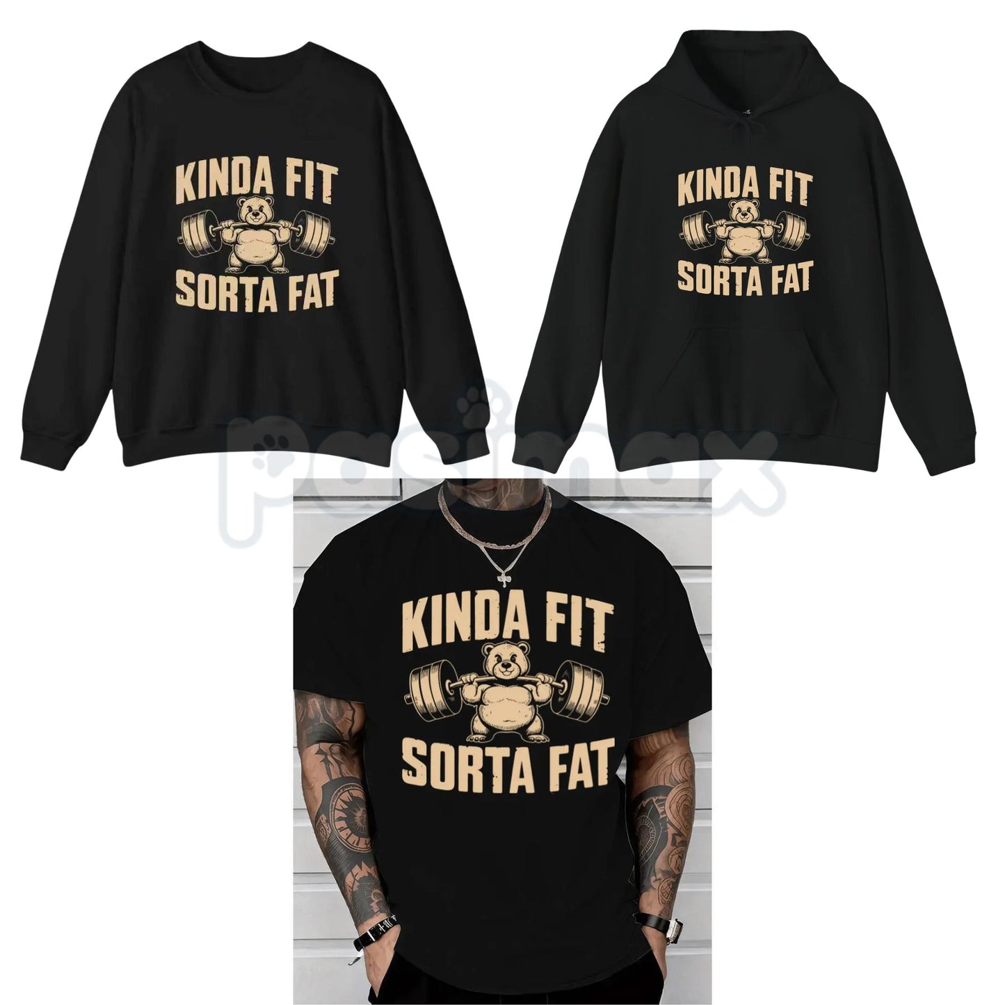 Funny Weightlifting Bear Graphic – Sarcastic Gym Humor Hoodie, Sweatshirt & T-Shirt-Pasimax