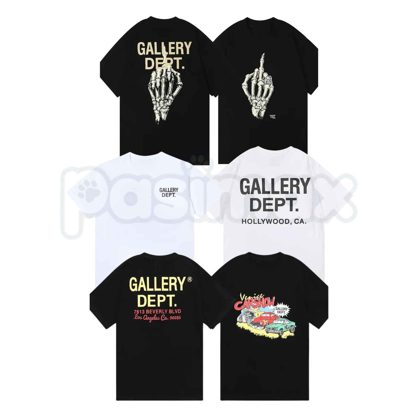 GALLERY DEPT. Classic Letter Slogan Skull Hand T-Shirt – Edgy High-Street Unisex Cotton Graphic Tee-Pasimax