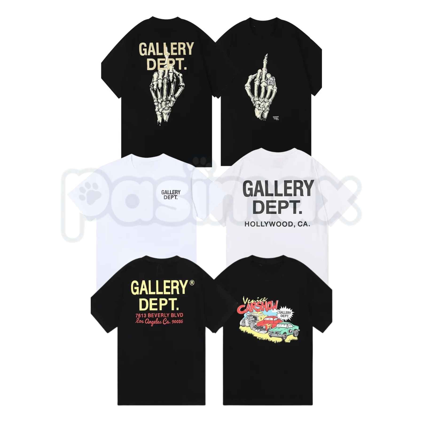 GALLERY DEPT. Classic Letter Slogan Skull Hand T-Shirt – Edgy High-Street Unisex Cotton Graphic Tee-Pasimax