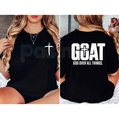 GOAT God Over All Things T-Shirt – Christian Faith Unisex Cotton Graphic Tee-Pasimax