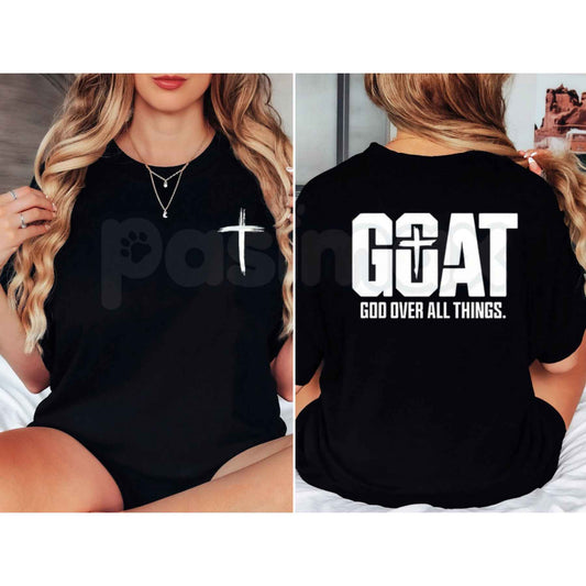 GOAT God Over All Things T-Shirt – Christian Faith Unisex Cotton Graphic Tee-Pasimax