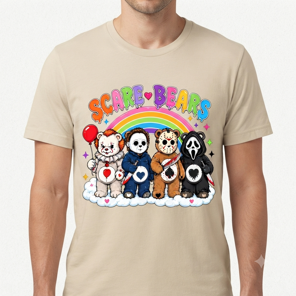 Scare Bears Cute Halloween T-Shirt – Spooky Creepy Care Bear Unisex Graphic Tee