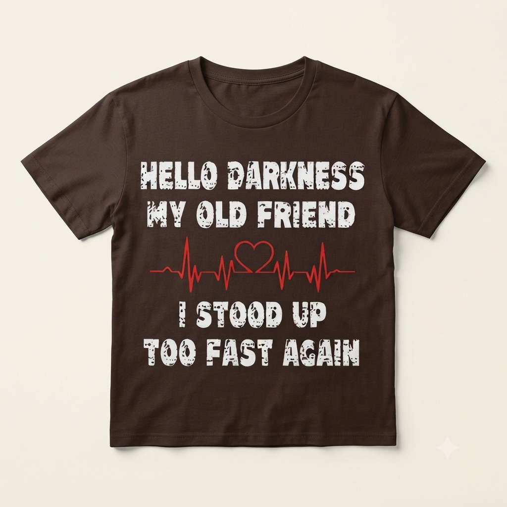 Hello Darkness My Old Friend T-Shirt – Funny Sarcastic Dark Humor Unisex Tee