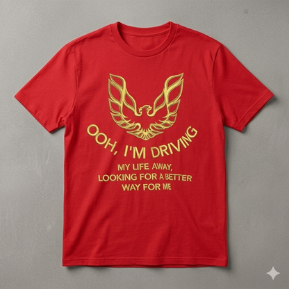 "Ooh I'm Driving My Life Away" T-Shirt – Vintage Country-Rock Trucker Graphic Tee