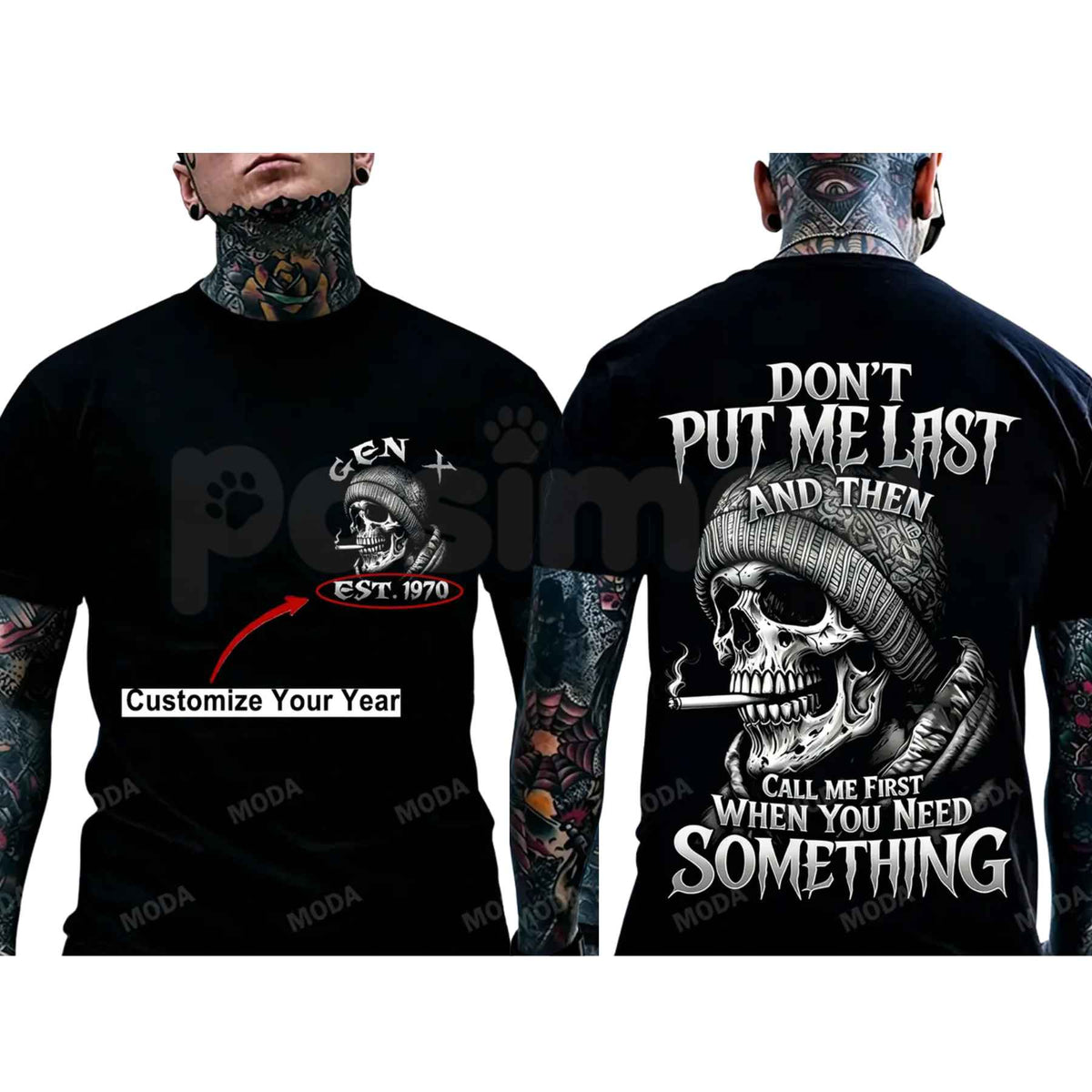 Gen X Dont Put Me Last Custom Year Skull T-Shirt – Generation X Humor Unisex Tee-Pasimax