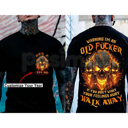 "Gen X: I’m an Old Fucker" Custom Year Skull T-Shirt – Retro Rebellion Aging with Attitude Unisex Graphic Tee-Pasimax