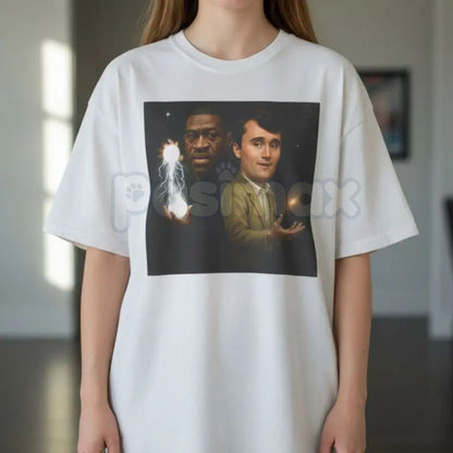 George Floyd & Charlie Kirk Political Mashup T-Shirt - Controversial Social Commentary Tee, Provocative Political Statement Apparel, Niche Culture War Graphic Shirt-Pasimax
