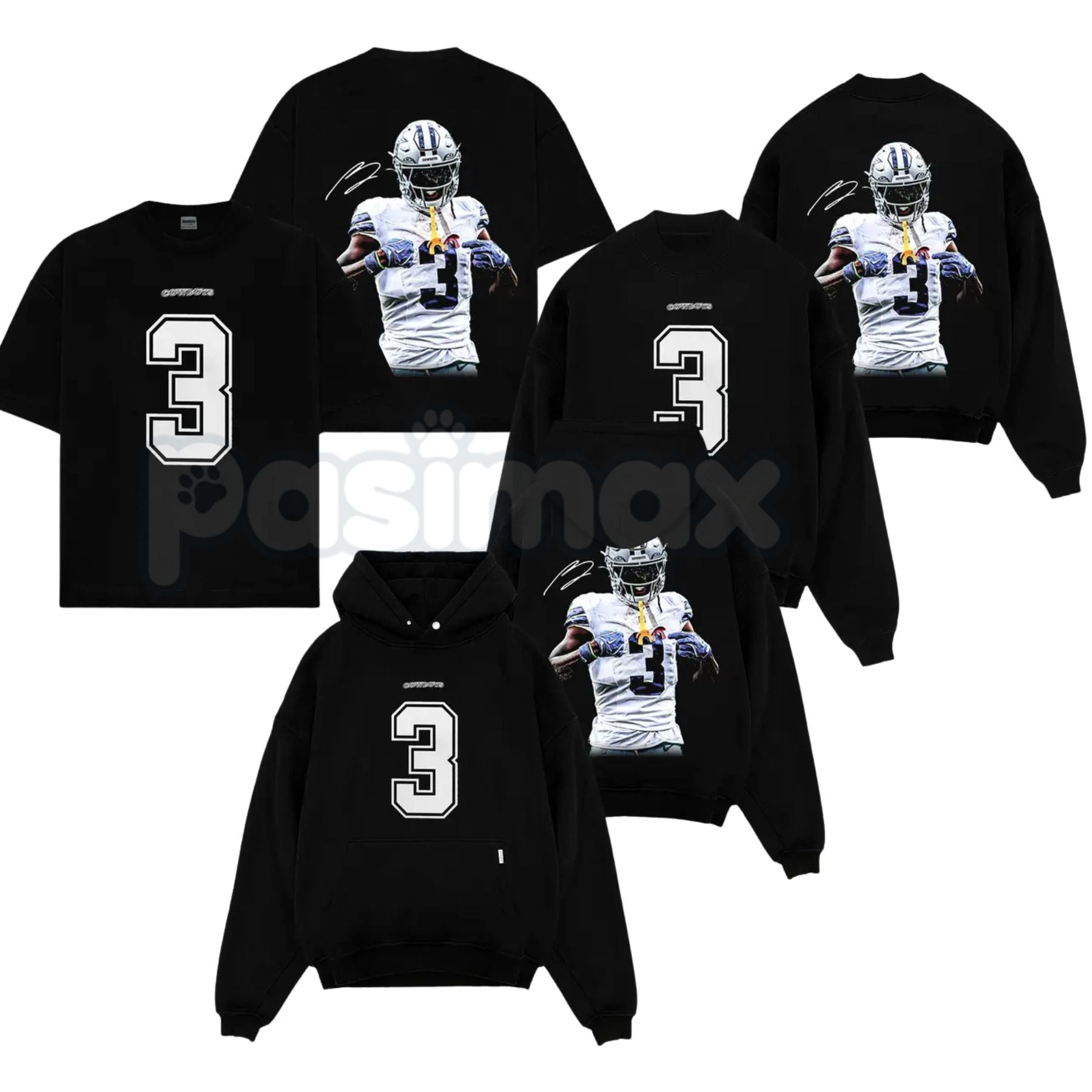 George Pickens 3 Celly For Cowboys Game Day Fits – Cotton Hoodie, Sweatshirt & T-Shirt-Pasimax