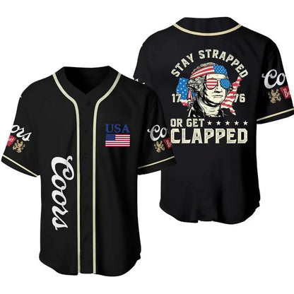 George Washington 1776 Baseball Jersey – 4th of July Coors Beer USA Flag Party Shirt-Pasimax
