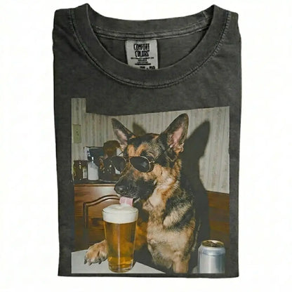 Comfort Colors® Custom Dog Breeds Drinking Beer T-Shirt – Vintage 90s Funny Edgy Dog Meme Tee, Aesthetic Retro Brewery Lover Dog Dad Gift Top