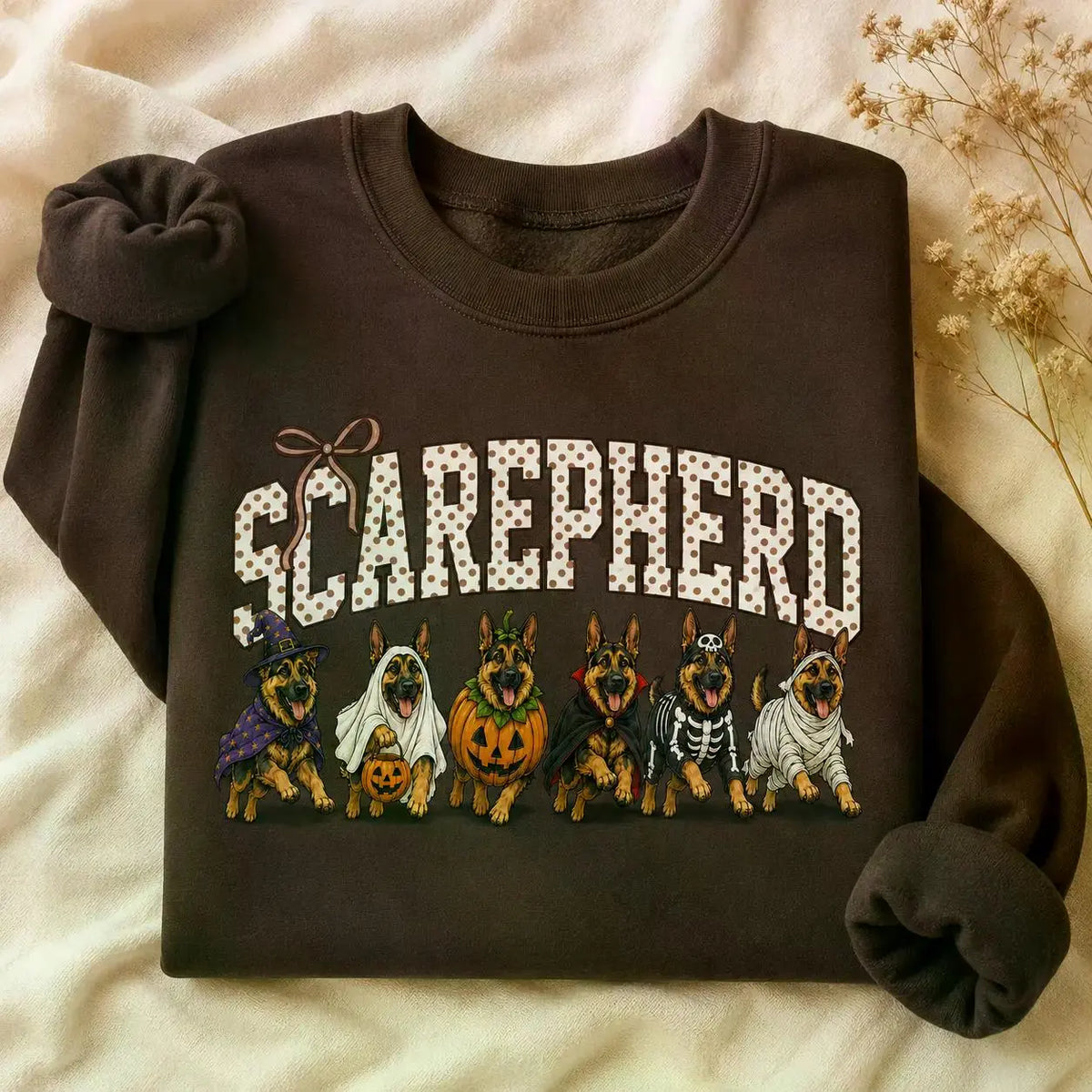 Dark Chocolate 30+ Halloween Dog Breeds Sweatshirt | Dog Mom Fall Crewneck