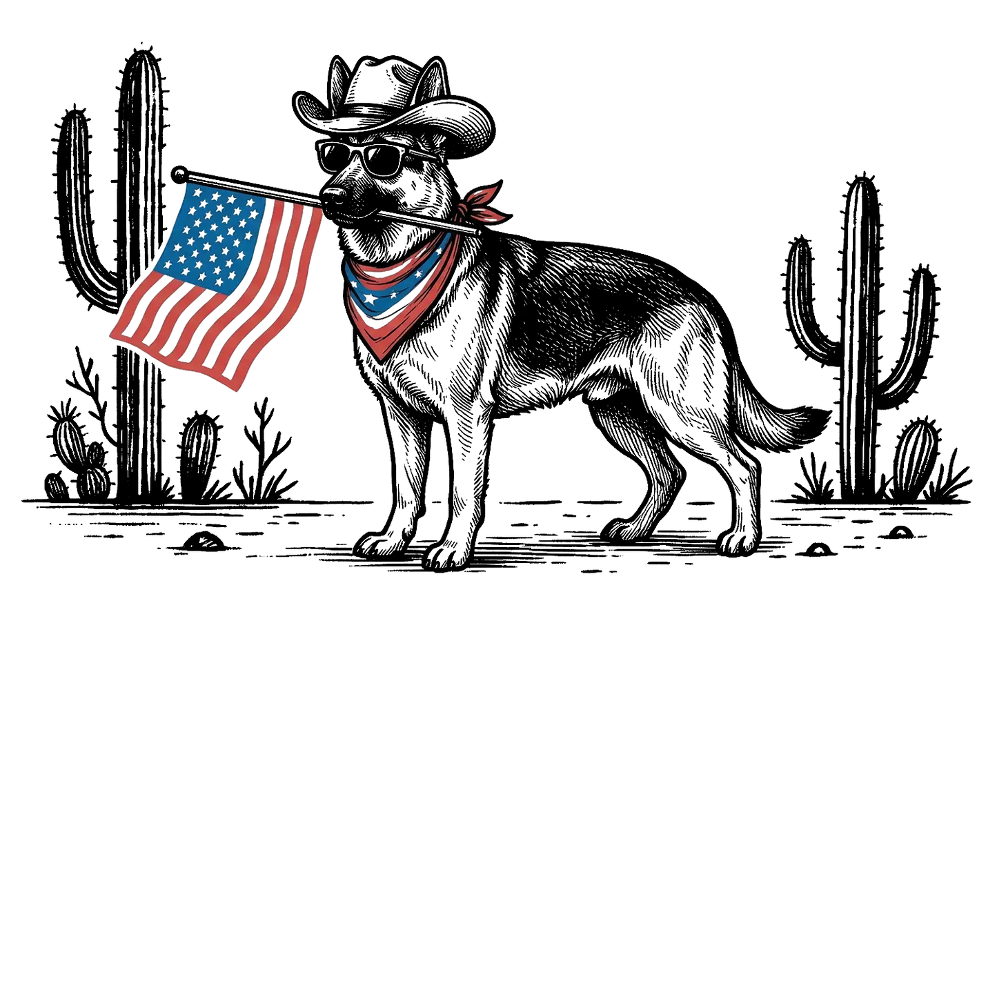 Comfort Colors® Patriotic Western Dog T-Shirt – 50+ Dog Breeds, Cowboy Hat & USA Flag Graphic Tee, Retro 4th of July Dog Lover Gift, Semiquincentennial 2026 Shirt