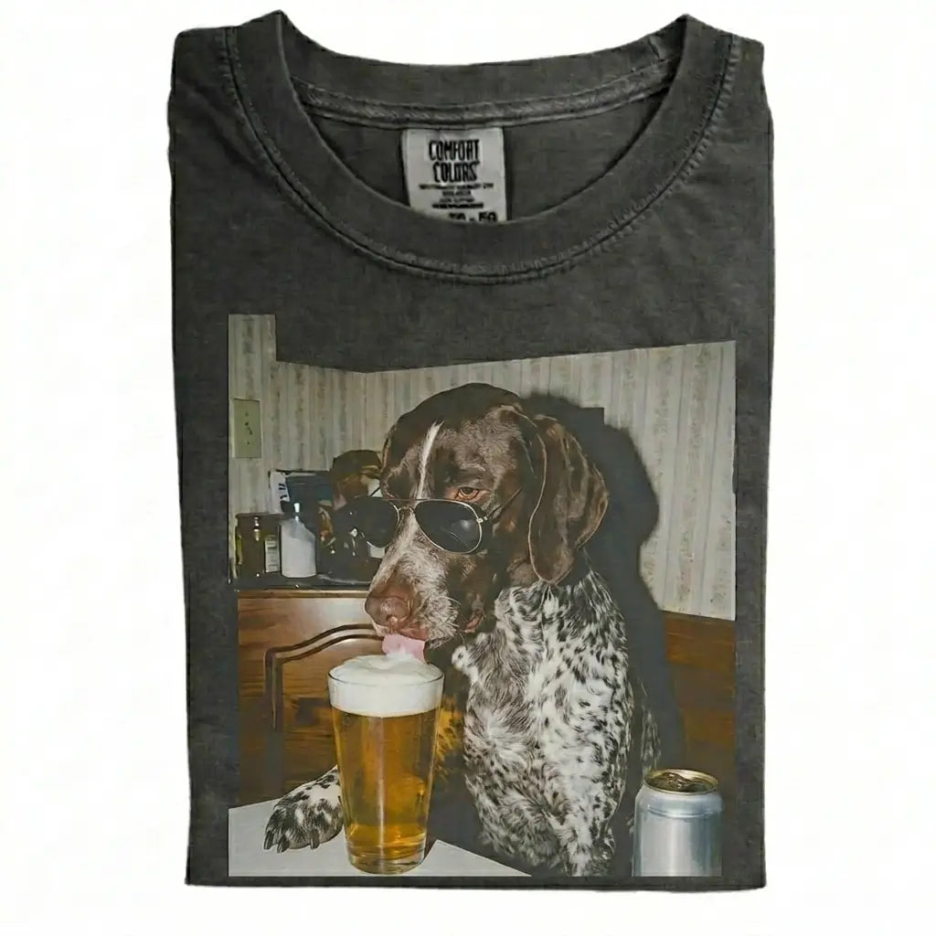 Comfort Colors® Custom Dog Breeds Drinking Beer T-Shirt – Vintage 90s Funny Edgy Dog Meme Tee, Aesthetic Retro Brewery Lover Dog Dad Gift Top