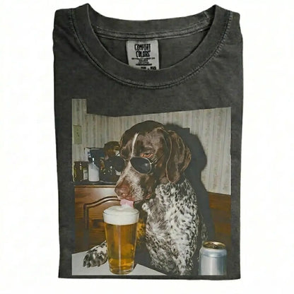 Comfort Colors® Custom Dog Breeds Drinking Beer T-Shirt – Vintage 90s Funny Edgy Dog Meme Tee, Aesthetic Retro Brewery Lover Dog Dad Gift Top