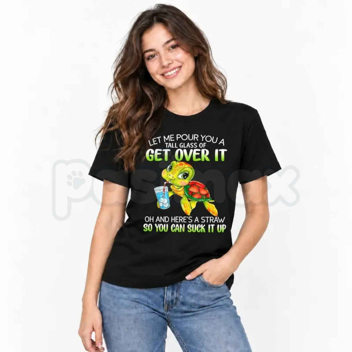 Get Over It Turtle T-Shirt – Funny Sarcastic Animal Quote Unisex Tee-Pasimax