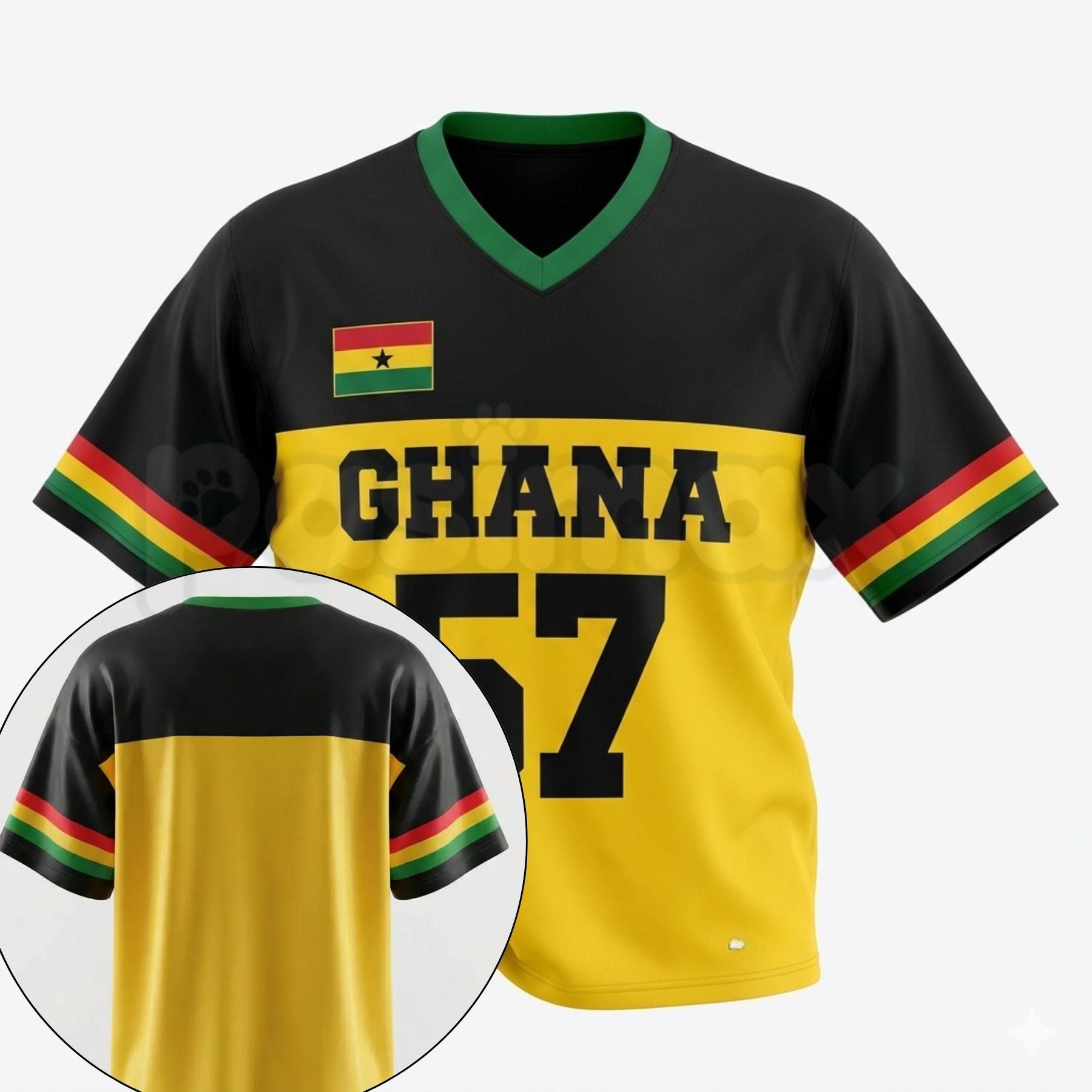Ghana 57 Number Colorblock Mesh Eye Tee – American Retro Casual Style Sportswear for Men & Women-Pasimax