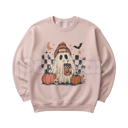 Ghost Checker Graphic Top | Retro Checkerboard Ghost Sweatshirt-Pasimax