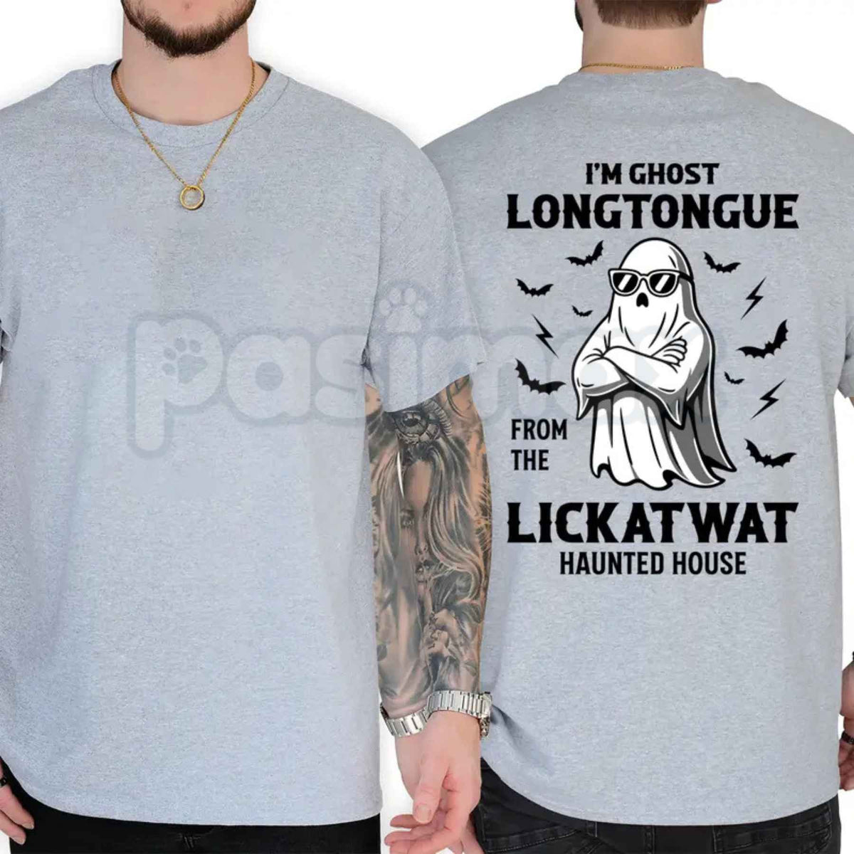 Ghost Longtongue Haunted House T-Shirt – Funny Spooky Halloween Unisex Graphic Tee-Pasimax