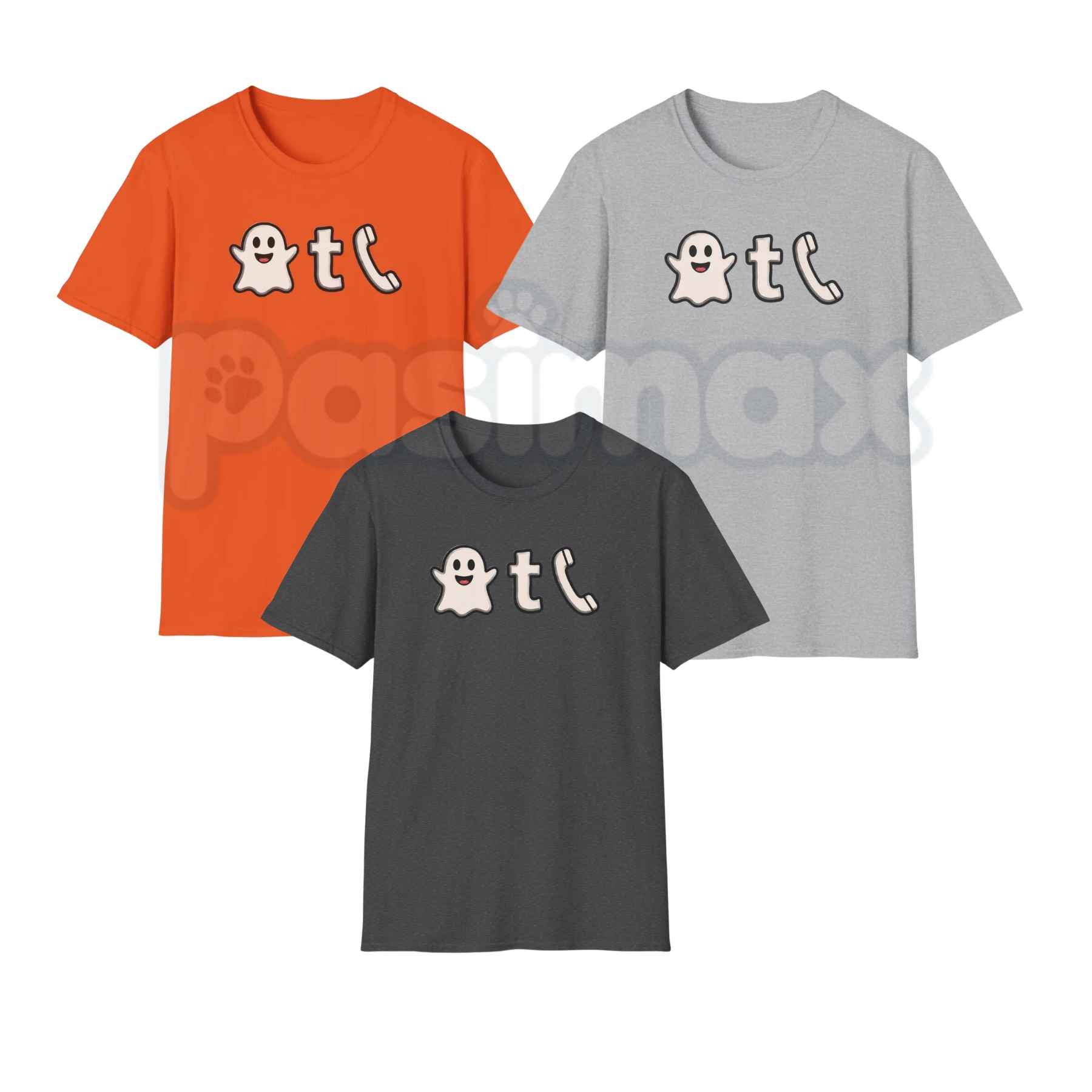Ghost Phone Text T-Shirt – Spooky Halloween Ghost Call Typography Unisex Graphic Tee-Pasimax
