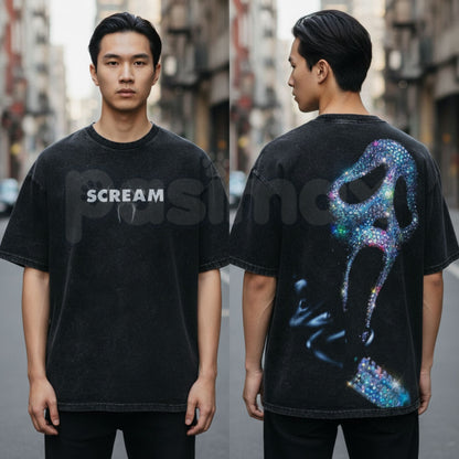Ghostface "Scream" Slasher Streetwear Tee – y2k Vintage Washed Oversized Graphic T-Shirt-Pasimax