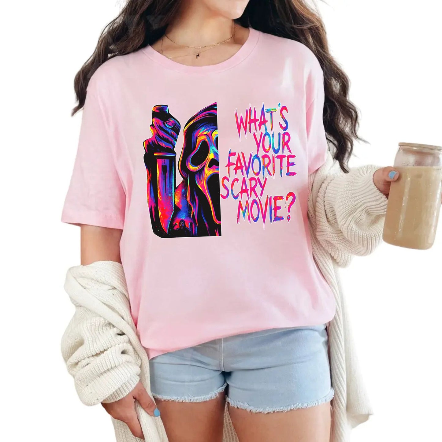Ghostface T-Shirt - 'What’s Your Favorite Scary Movie?’ Halloween Horror Tee, Scream Movie Fan Apparel-Pasimax