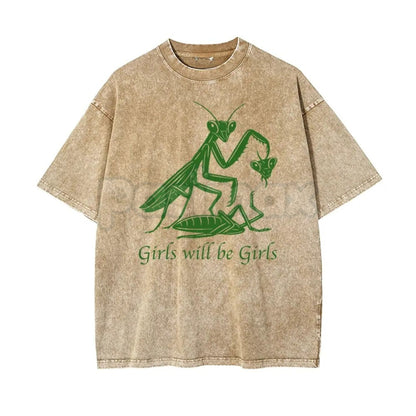 Girls Will Be Girls Oversize Unisex Washed T-Shirt – Trendy Aesthetic Graphic Streetwear Tee-Pasimax