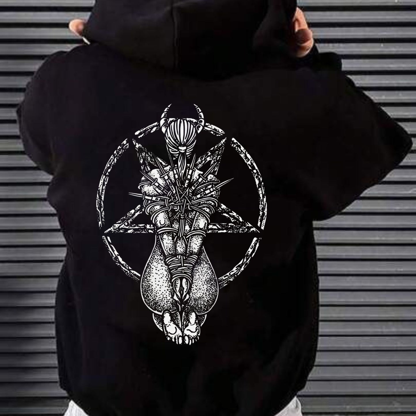 Goat Skull Pentagram Occult Hoodie – Gothic & Pagan Apparel, Mystical Pullover, Witchy Gift-Pasimax