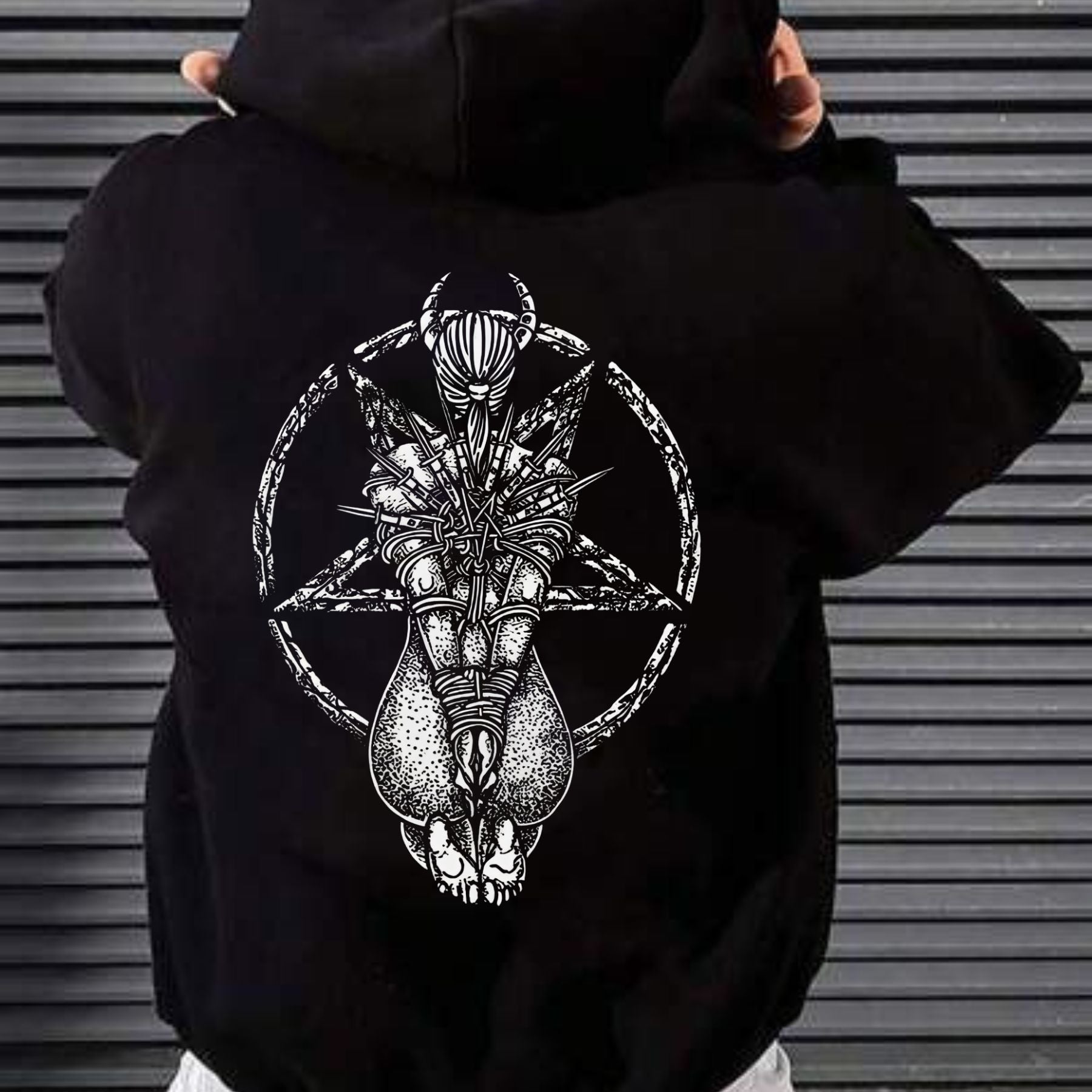 Goat Skull Pentagram Occult Hoodie – Gothic & Pagan Apparel, Mystical Pullover, Witchy Gift-Pasimax