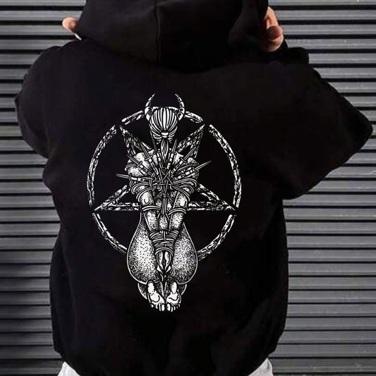 Goat Skull Pentagram Occult Hoodie – Gothic & Pagan Apparel, Mystical Pullover, Witchy Gift-Pasimax