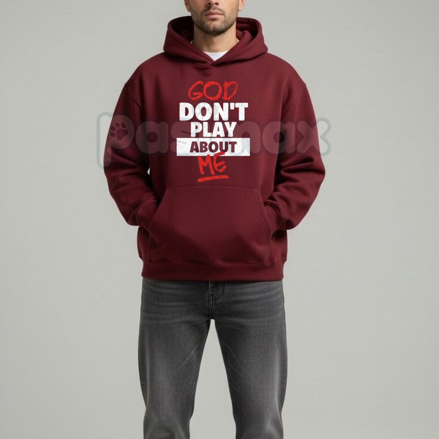 God Don’t Play About Me Hoodie – Faith-Based Protection Streetwear, Blessed & Highly Favored Graphic Pullover, Unisex-Pasimax