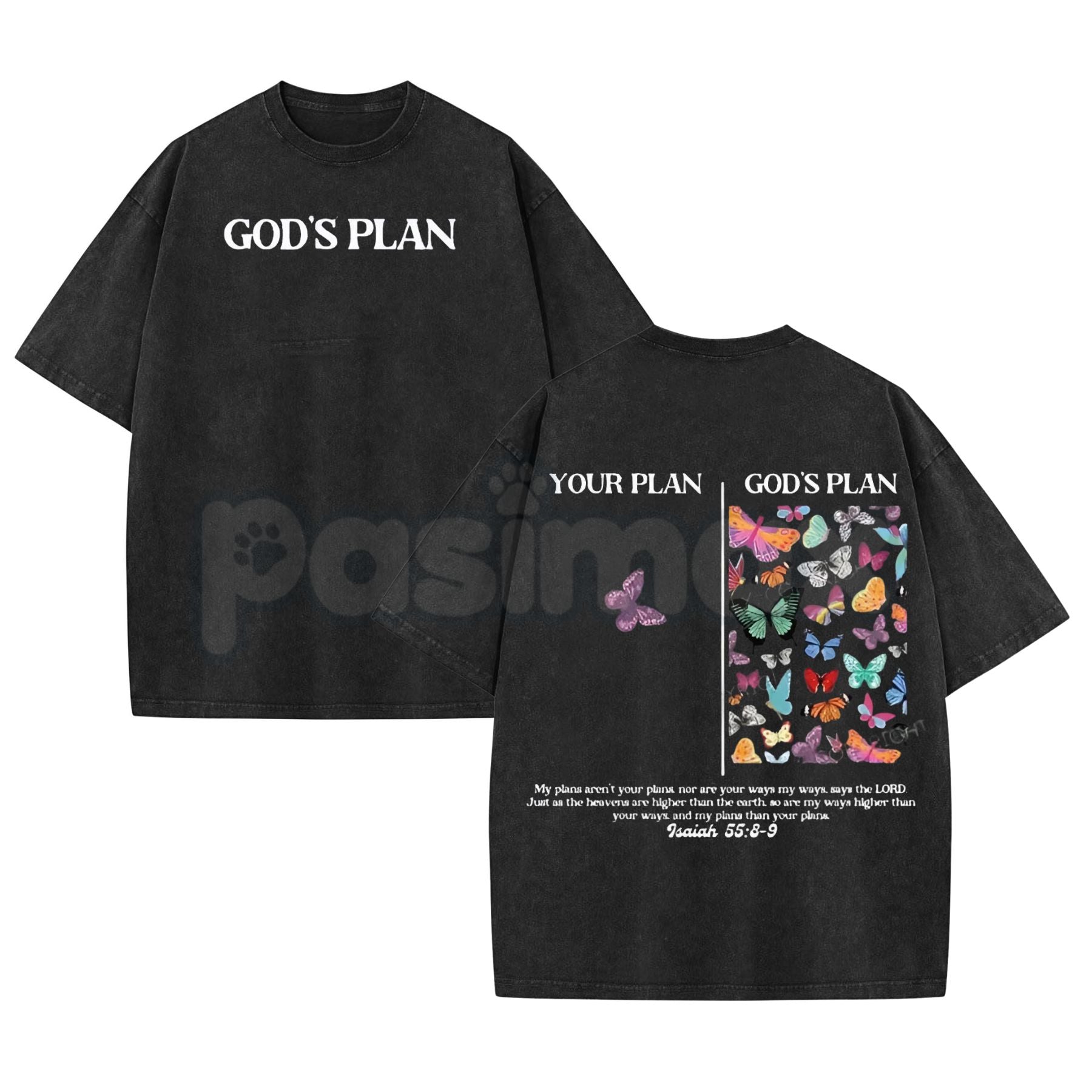 God's Plan Unisex Washed T-Shirt – Vintage Christian Graphic Tee, Faith-Based Streetwear-Pasimax
