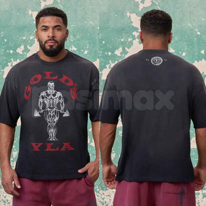 Gold's Iron Legacy Icon Tees – Vintage Bodybuilding Gym Graphic T-Shirt, Retro Powerlifting Fitness Unisex Heavy Weight Apparel-Pasimax
