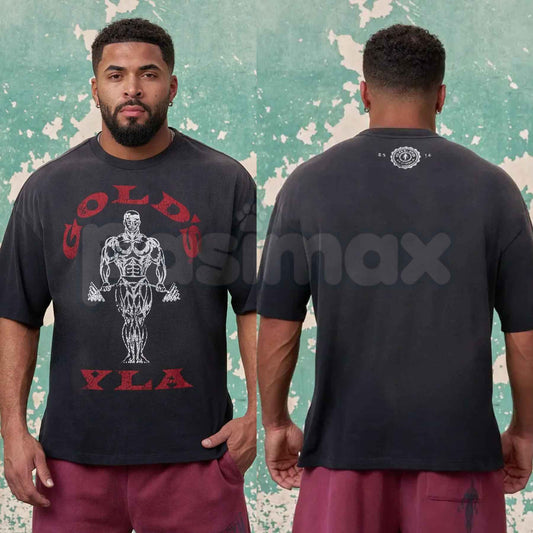 Gold's Iron Legacy Icon Tees – Vintage Bodybuilding Gym Graphic T-Shirt, Retro Powerlifting Fitness Unisex Heavy Weight Apparel-Pasimax