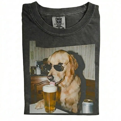 Comfort Colors® Custom Dog Breeds Drinking Beer T-Shirt – Vintage 90s Funny Edgy Dog Meme Tee, Aesthetic Retro Brewery Lover Dog Dad Gift Top