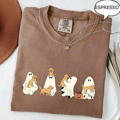 Comfort Colors® Custom Dog Halloween T-Shirt – Breeds Available Ghost Boba Tea Funny Pet Graphic Tee, Spooky Dog Lover Unisex Top