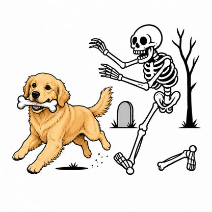 Comfort Colors® Dog Breeds Halloween Skeleton T-Shirt – Funny Spooky Season Pet Lover Graphic Tee, Retro Aesthetic Dog Costume Unisex Top