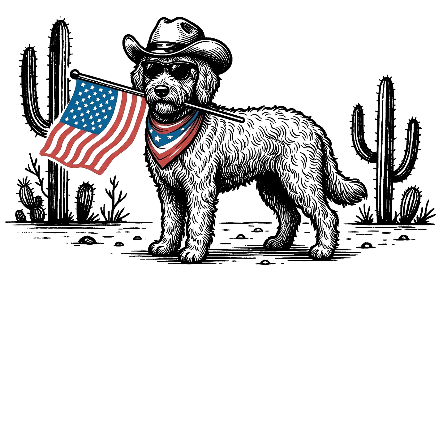 Comfort Colors® Patriotic Western Dog T-Shirt – 50+ Dog Breeds, Cowboy Hat & USA Flag Graphic Tee, Retro 4th of July Dog Lover Gift, Semiquincentennial 2026 Shirt