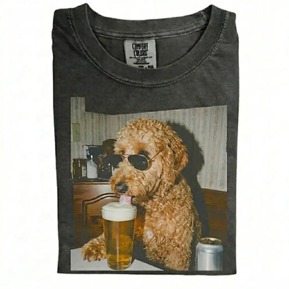 Comfort Colors® Custom Dog Breeds Drinking Beer T-Shirt – Vintage 90s Funny Edgy Dog Meme Tee, Aesthetic Retro Brewery Lover Dog Dad Gift Top