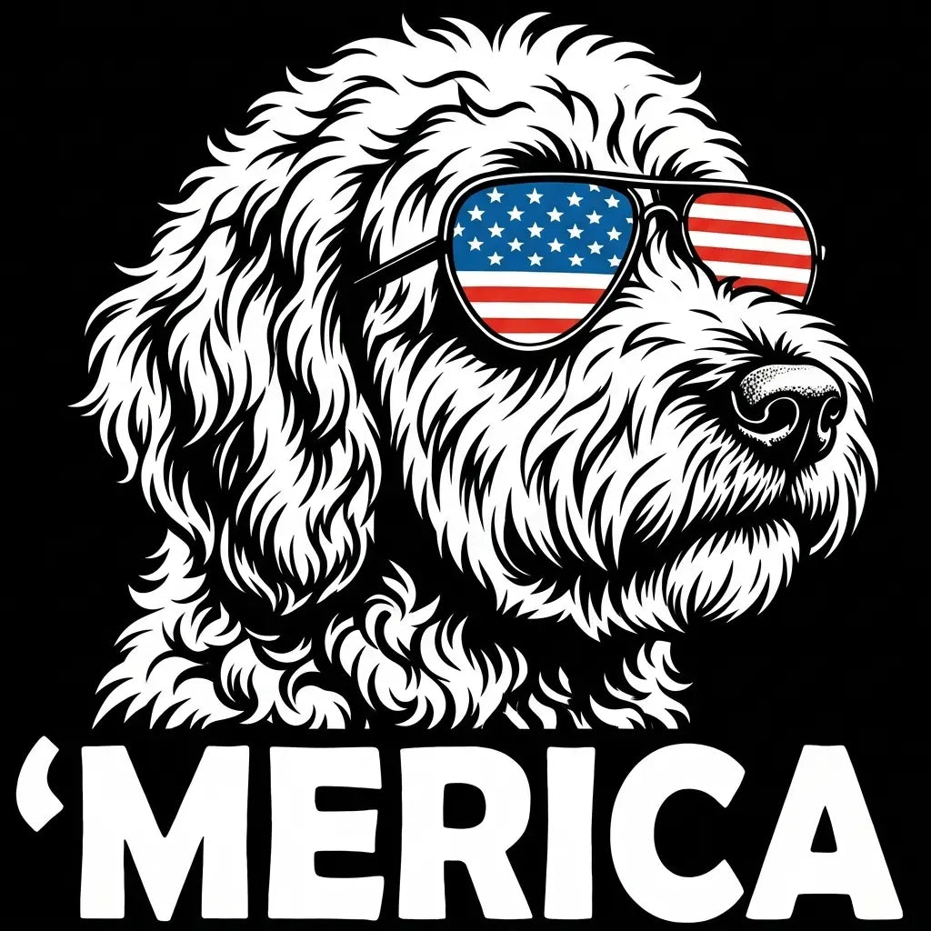 Comfort Colors® Patriotic Dog 4th of July T-Shirt – Funny "Merica" Golden Retriever & Australian Shepherd Shirt, Retro Independence Day Dog Lover Tee