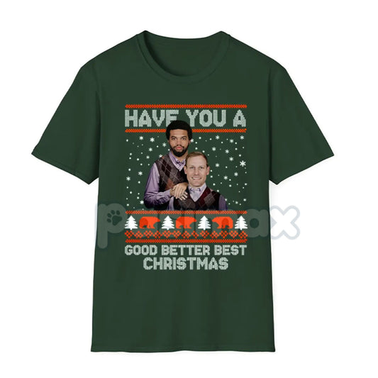Good Better Best Christmas Football T-Shirt - Funny Ugly Sweater Pattern Tee, Holiday Game Day Apparel, Football Fan Seasonal Graphic Shirt-Pasimax
