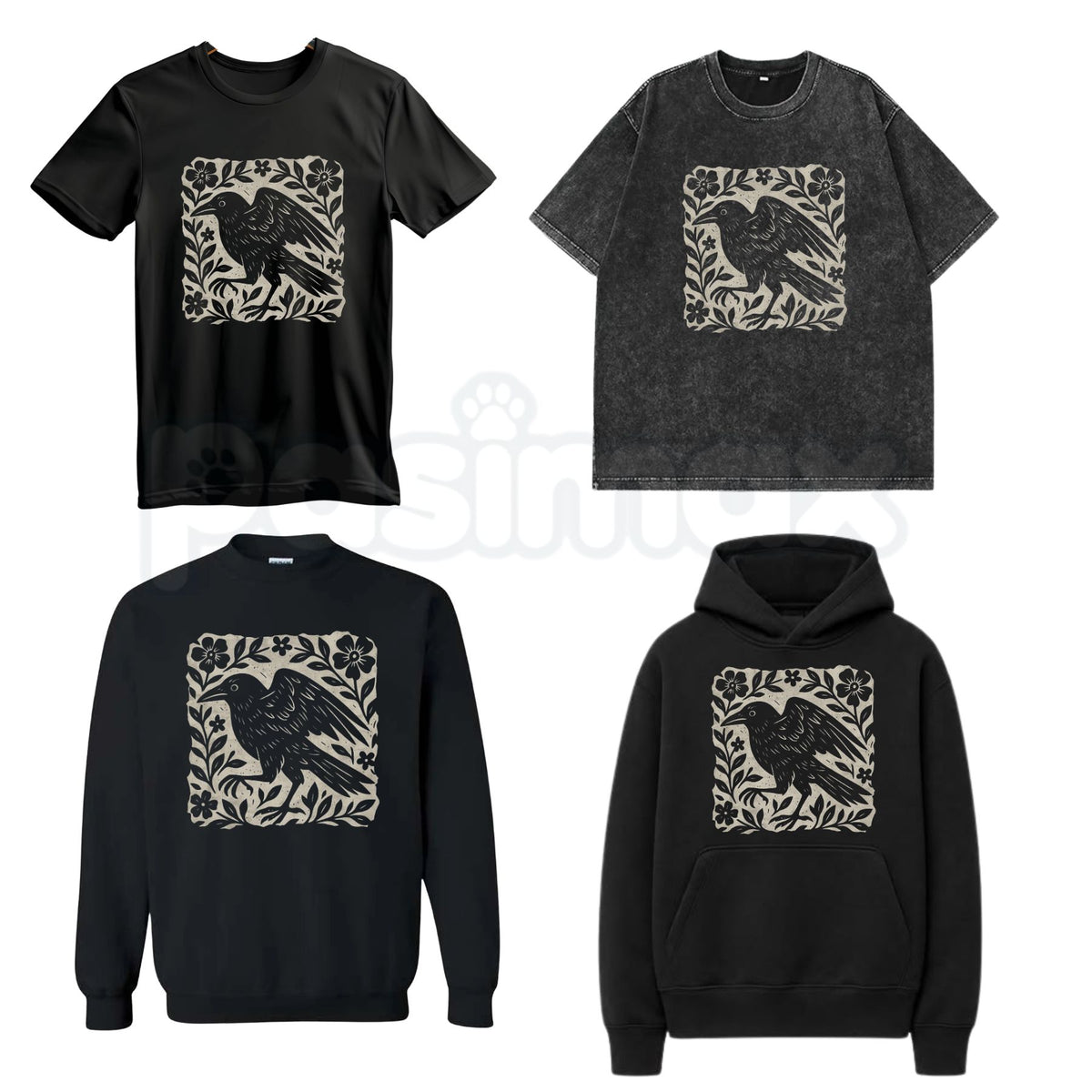 Gothic Raven Graphic Shirt – Edgar Allan Poe Nevermore Hoodie & Dark Academia Witchy Sweatshirt-Pasimax