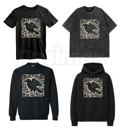 Gothic Raven Graphic Shirt – Edgar Allan Poe Nevermore Hoodie & Dark Academia Witchy Sweatshirt-Pasimax