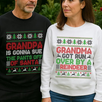 Grandma & Grandpa Funny Christmas Matching Sweatshirt – Holiday Grandparent Crewneck Set-Pasimax
