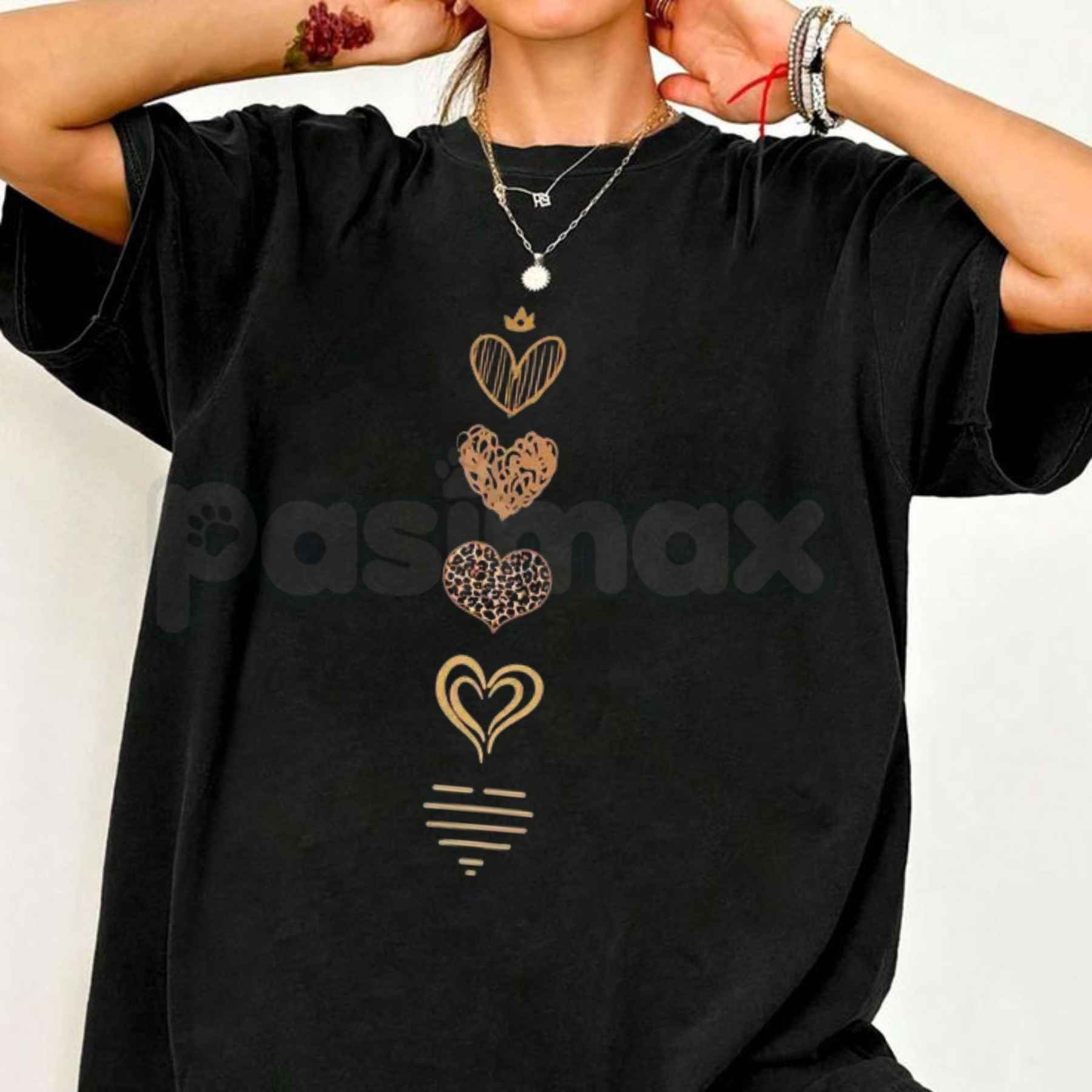 Graphic Heart Print T-Shirt – Trendy Aesthetic Love Unisex Cotton Graphic Tee-Pasimax